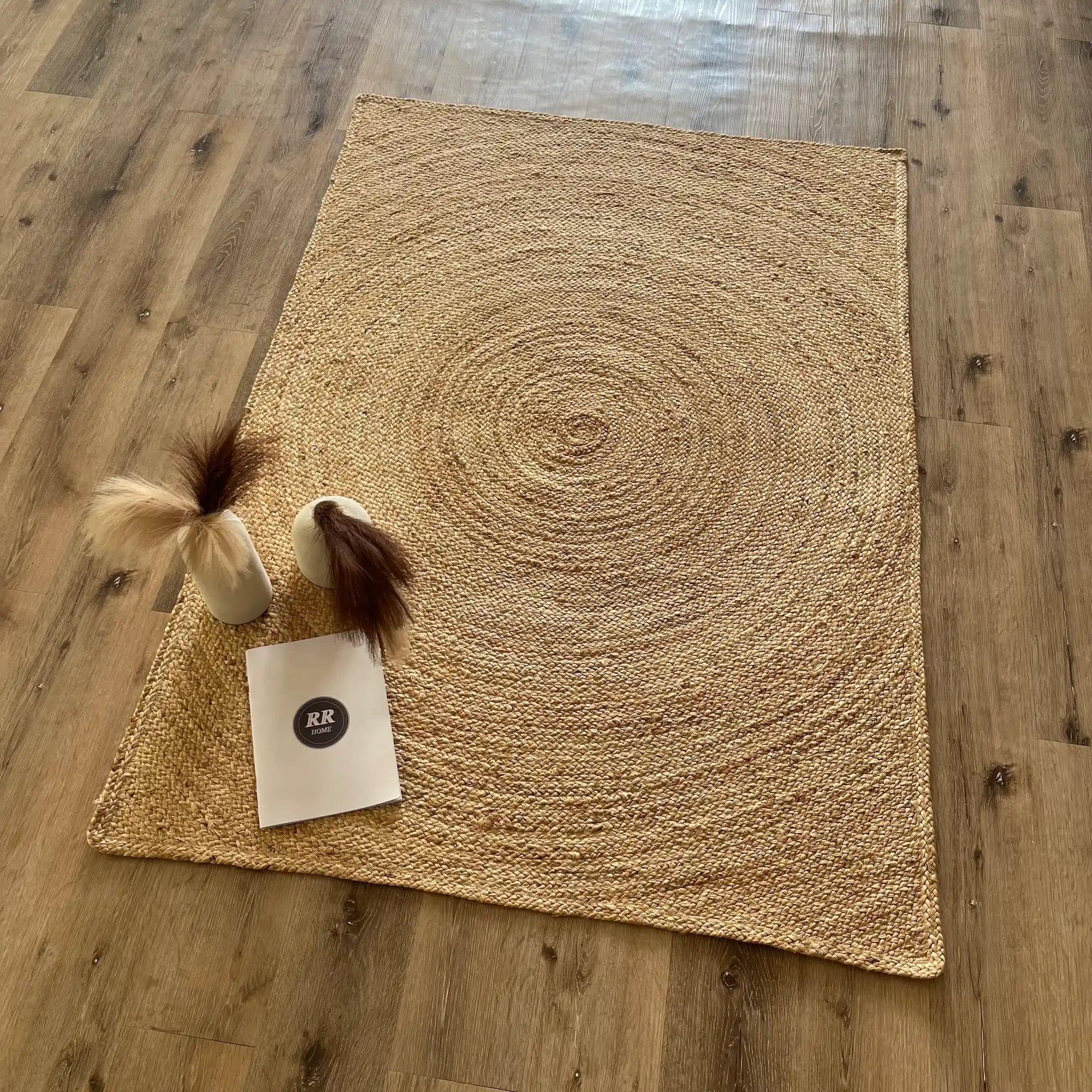 Jute Circles by Rita Rugs Home, Unique Artistic Jute Hand Woven Area Rug