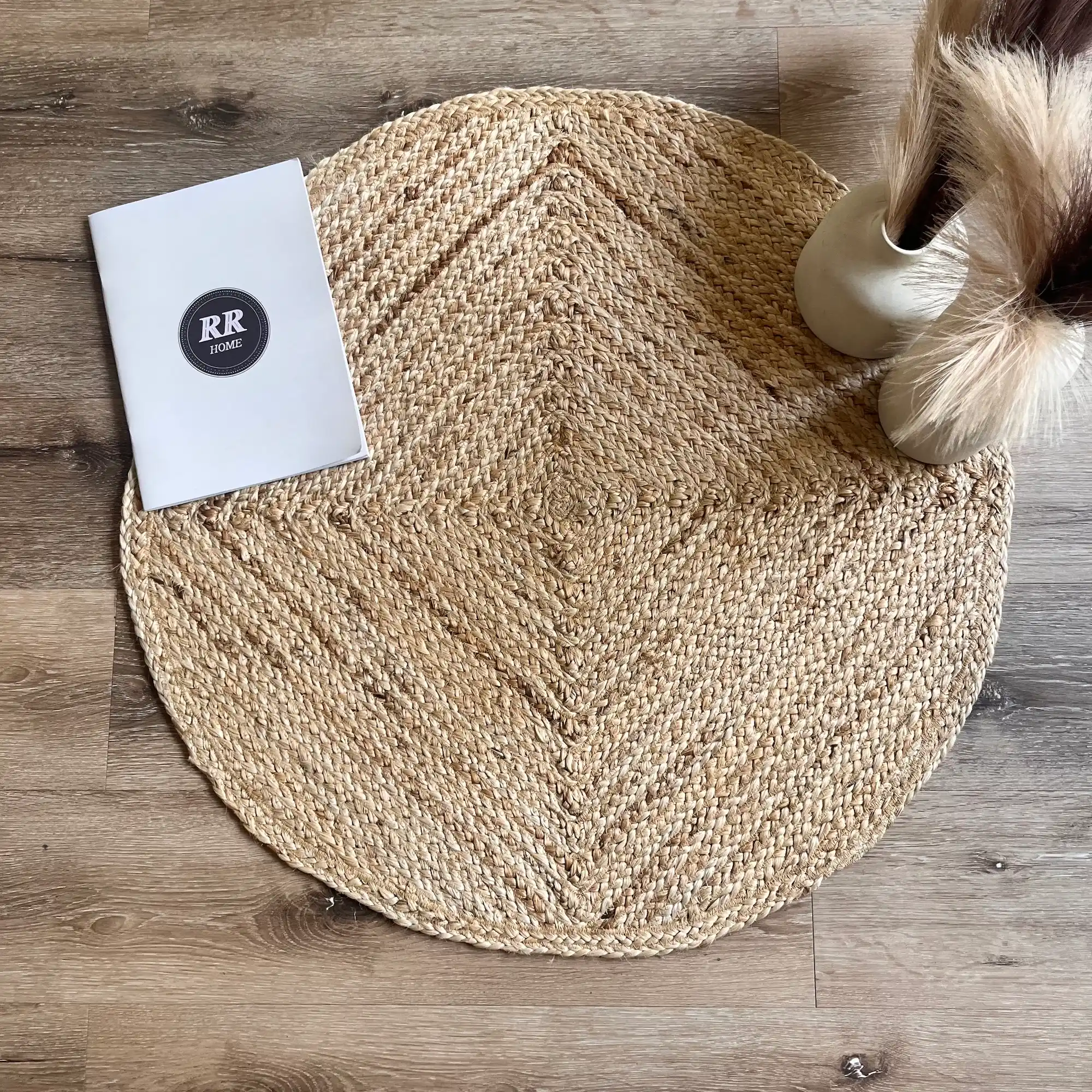 Jute Ceto by Rita Rugs Home, Geometric, Bohemian Artistic Jute Hand Woven Round Rug