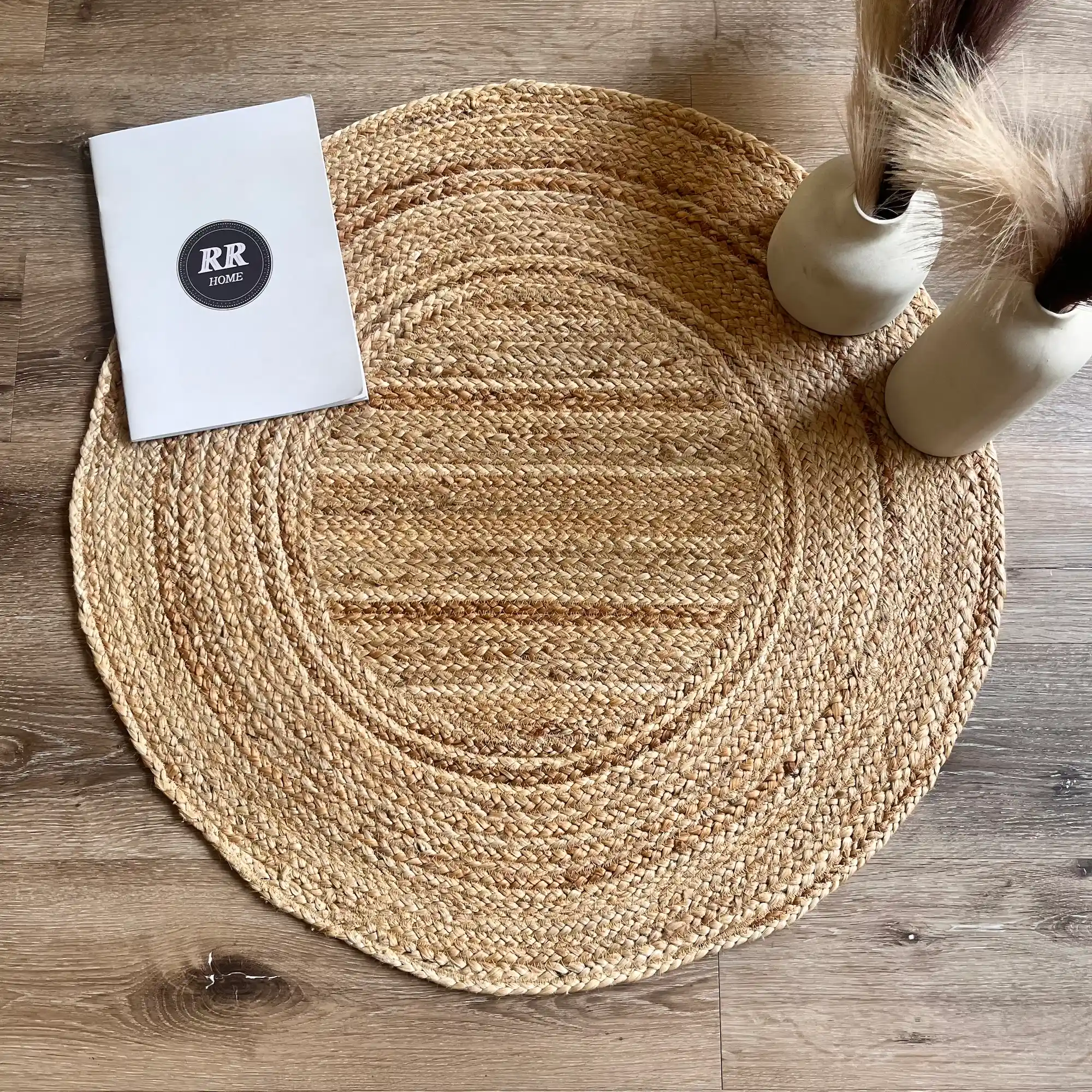 Jute Circe by Rita Rugs Home, Geometric, Bohemian Artistic Jute Hand Woven Round Rug
