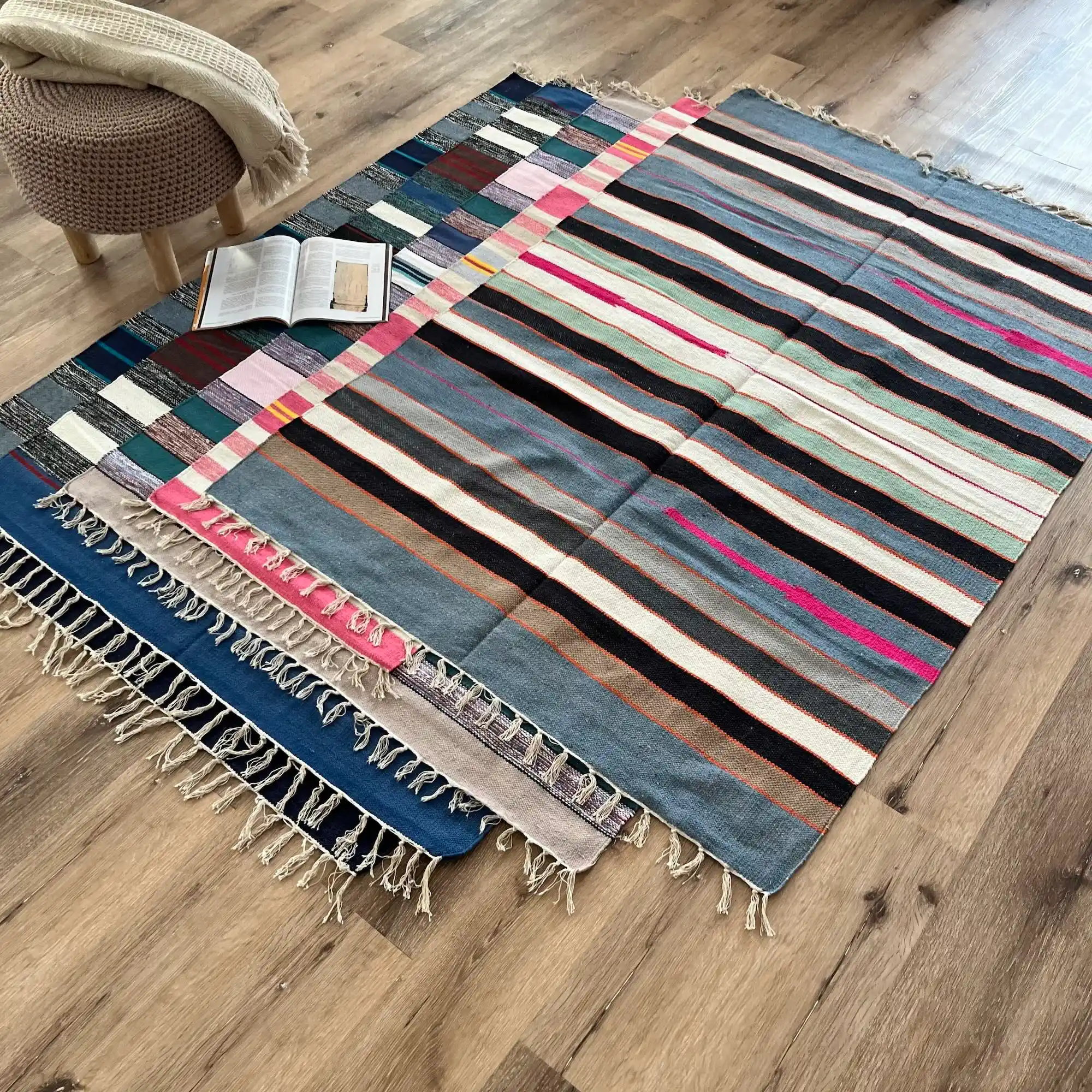 Lea, 100% Cotton Hand Woven Area Rug