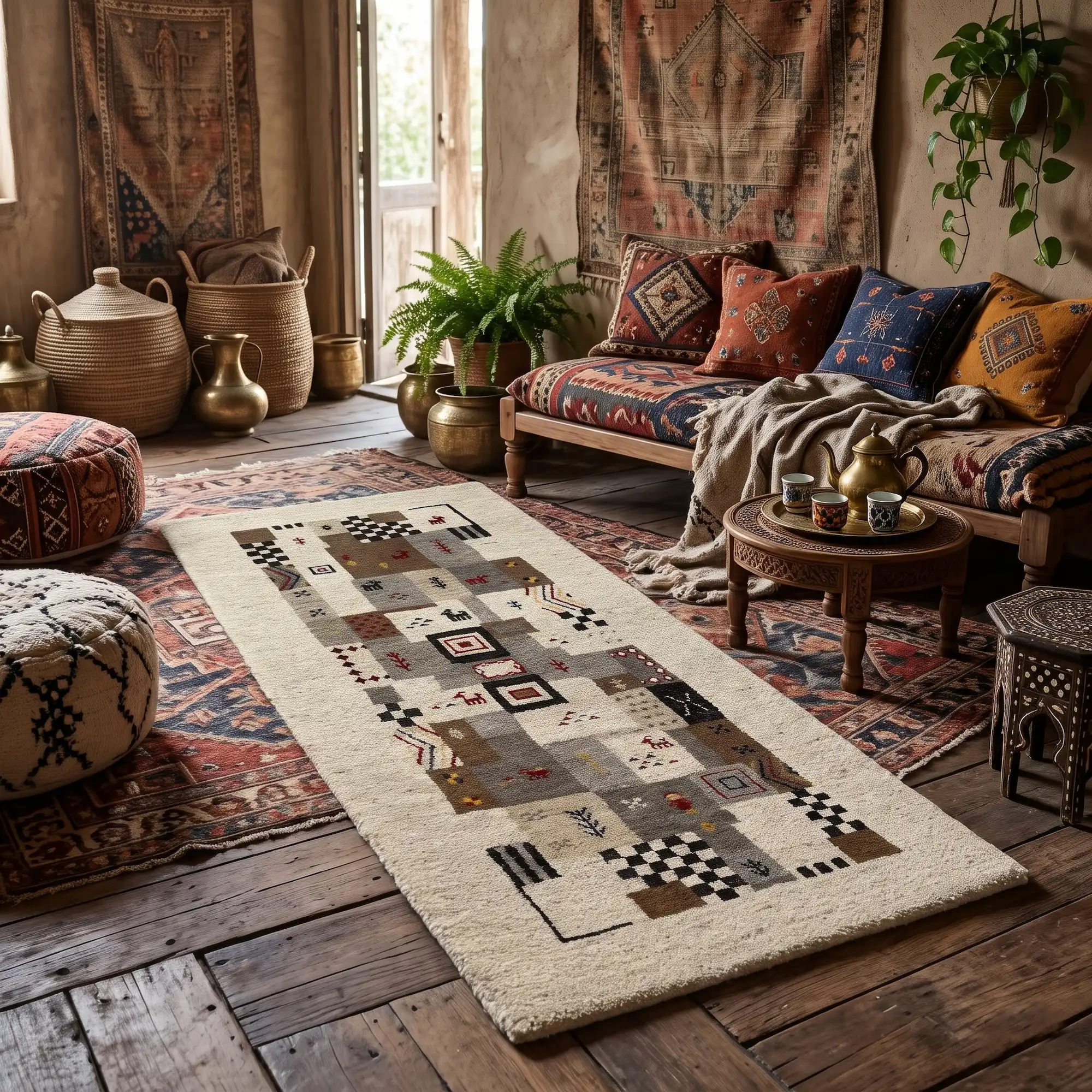 Gabbeh Loribaft, 100% Argentina Wool Pile, Nomadic Thick Wool Hand Knotted Area Rug, RRH128