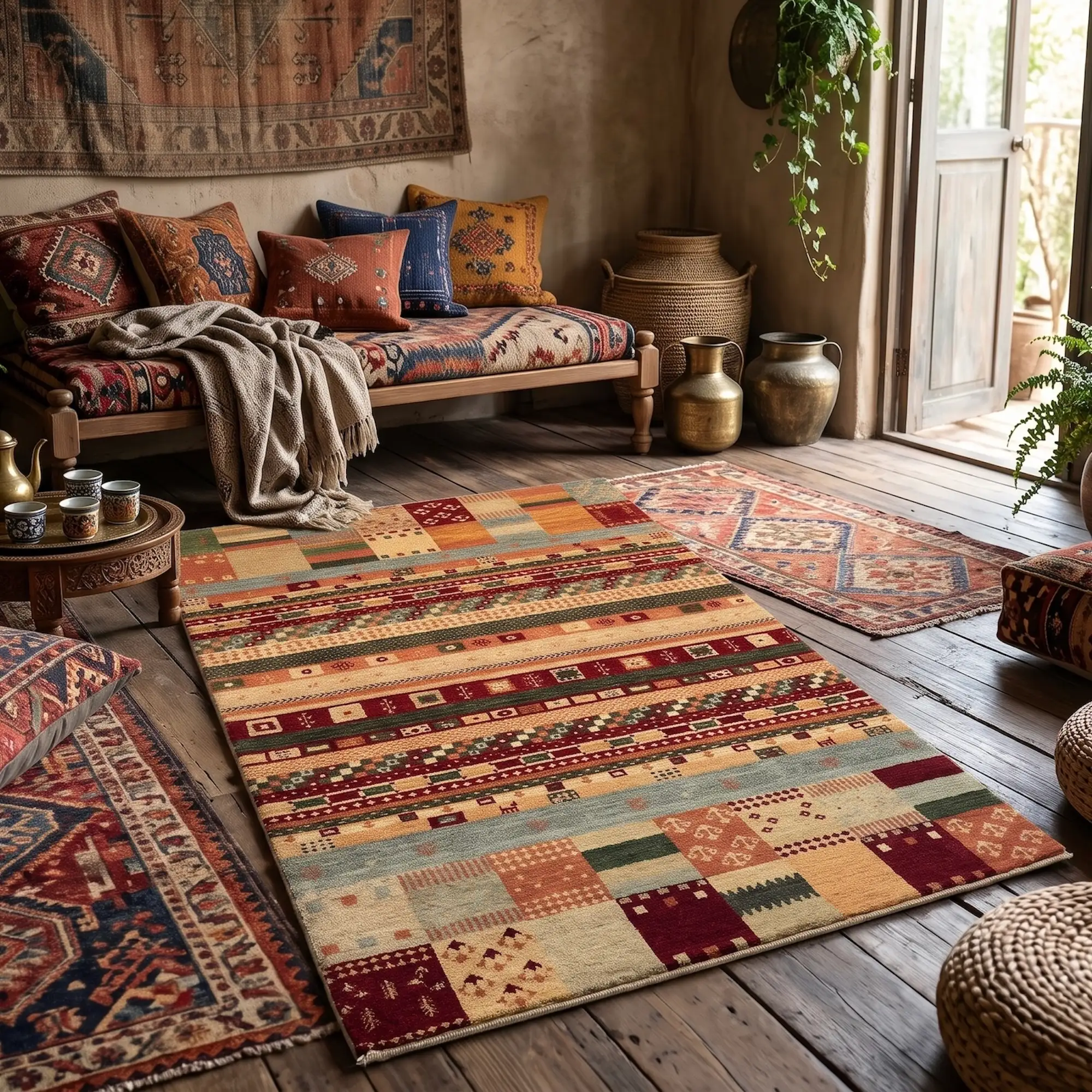 Gabbeh Loribaft, 100% Argentina Wool Pile, Nomadic Thick Wool Hand Knotted Area Rug, RRH130