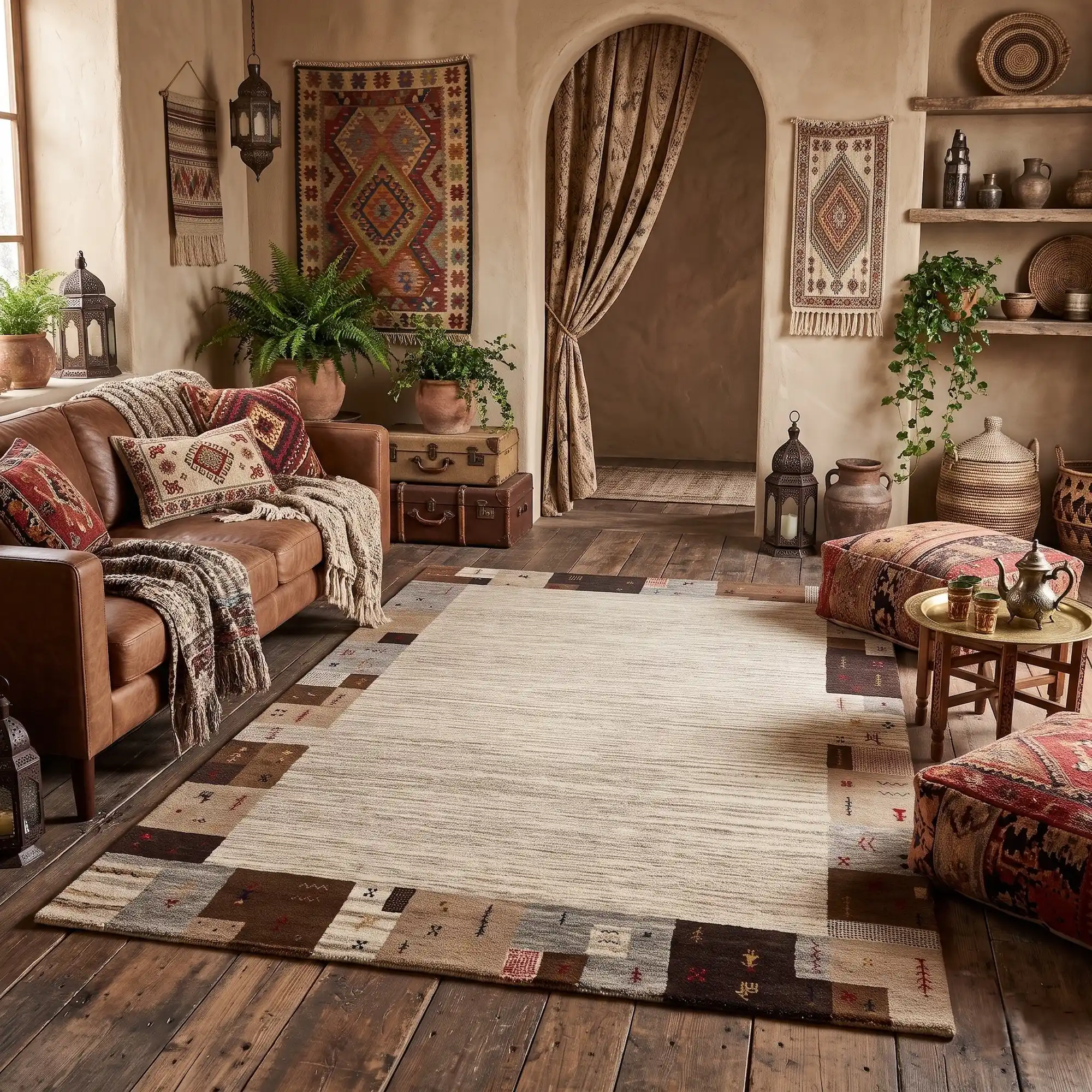 Gabbeh Loribaft, 100% Argentina Wool Pile, Nomadic Thick Wool Hand Knotted Area Rug, RRH123