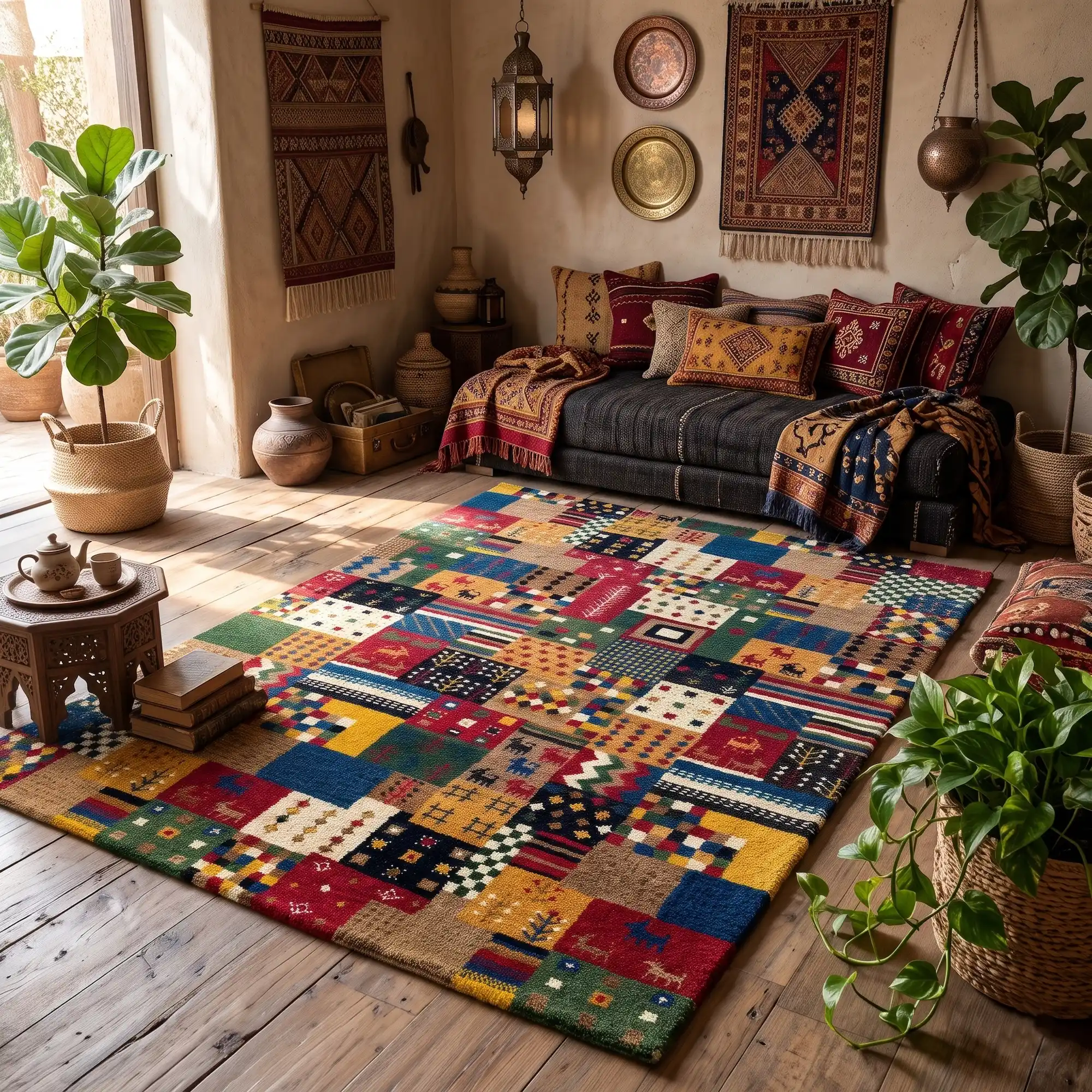 Gabbeh Loribaft, 100% Argentina Wool Pile, Nomadic Thick Wool Hand Knotted Area Rug, RRH126