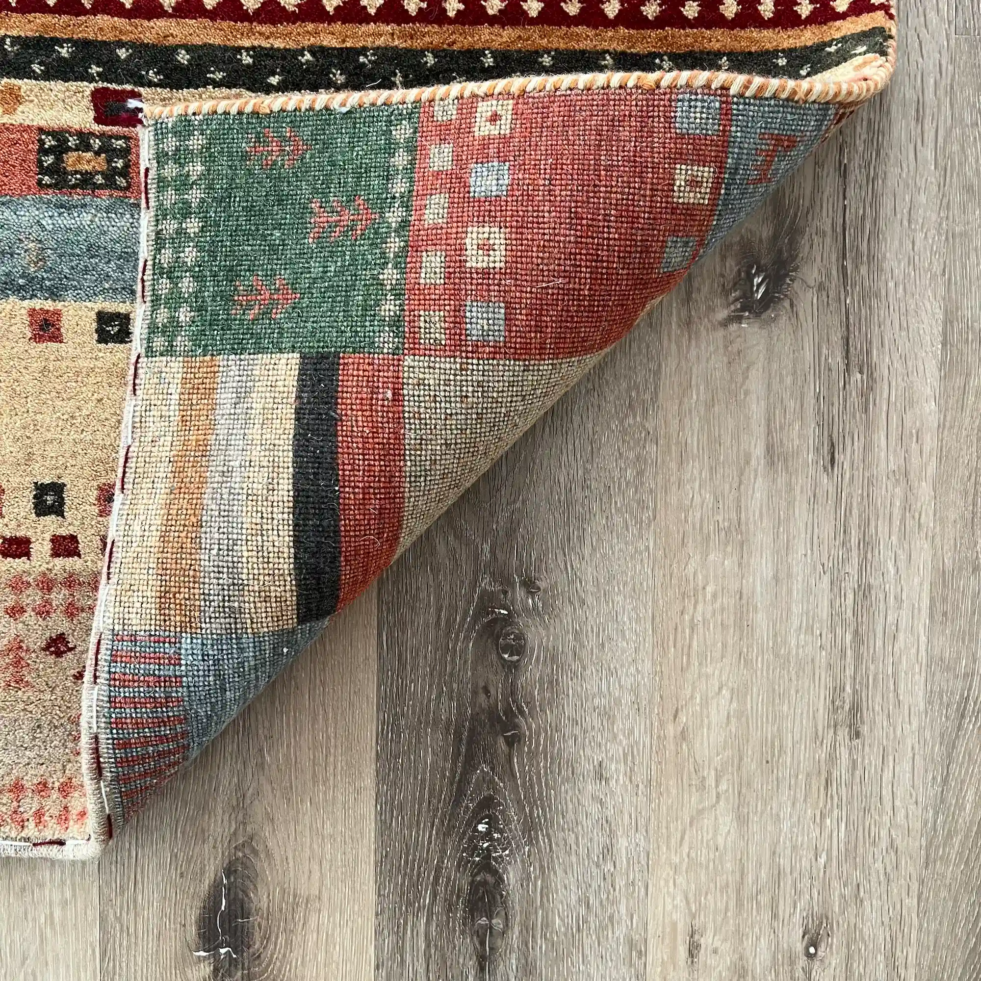 Gabbeh Loribaft, 100% Argentina Wool Pile, Nomadic Thick Wool Hand Knotted Area Rug, RRH130 - Image 2